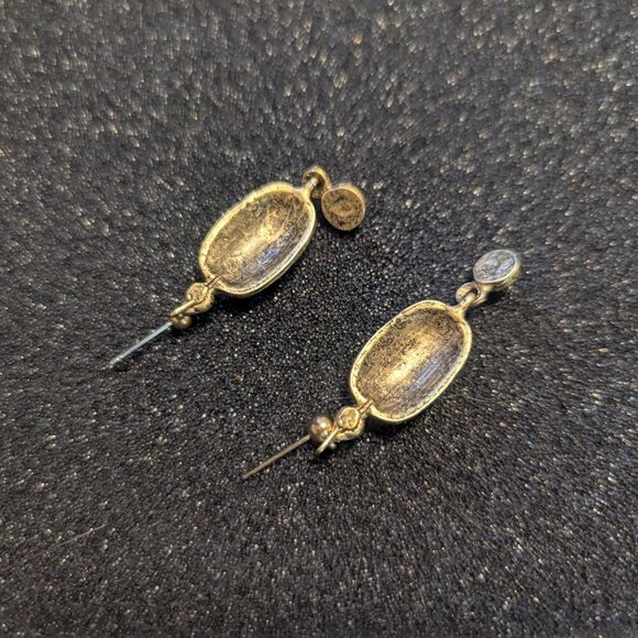 Scarab Beetle Carnelian Egyptian Earrings Art Deco Victorian Vintage Boho Post - Picture 3 of 4